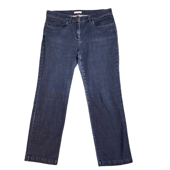 Eileen Fisher System Petite Straight Leg Mid Rise Blue Denim Jeans Sz 10P-12P - Picture 1 of 9